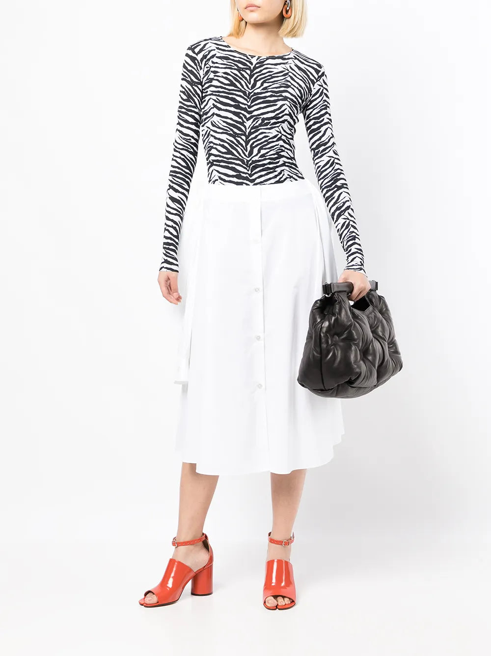 Button-Up Sleeve-Tie Skirt