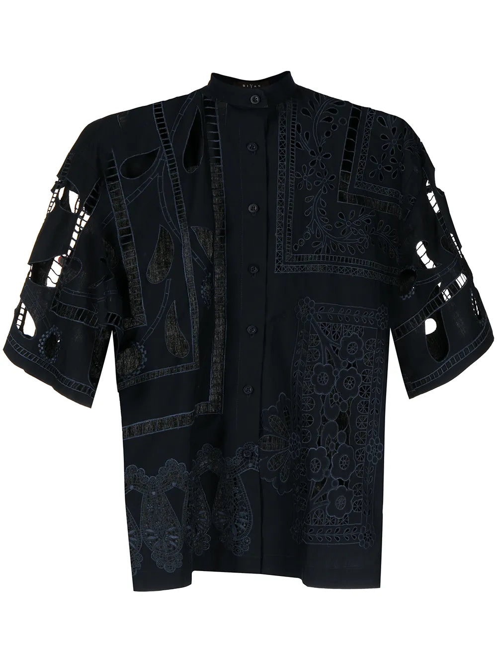 Cut-Out Design Cotton Blouse