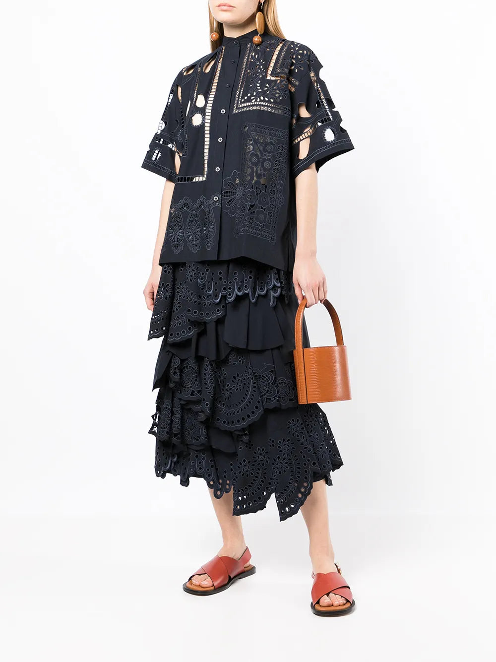 Cut-Out Design Cotton Blouse