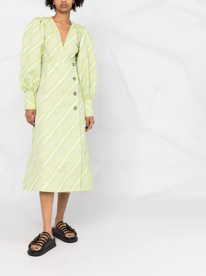 V-Neck Long-Sleeve Dress