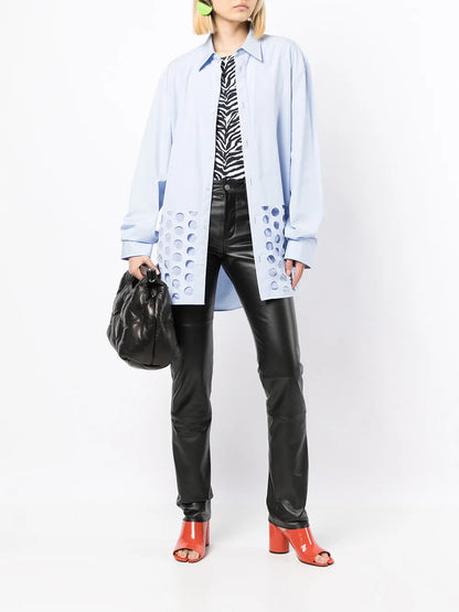 Straight-Leg Leather Trousers