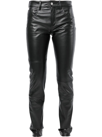 Straight-Leg Leather Trousers