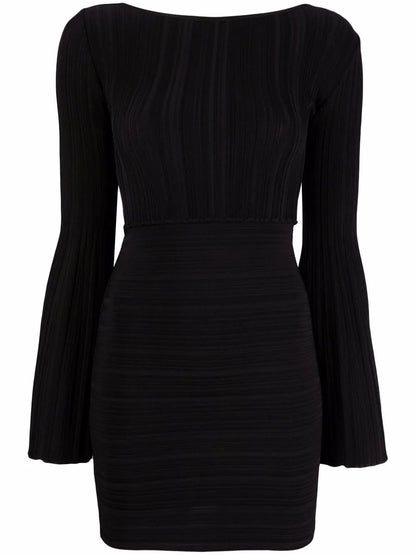 Crossover-Back Pleated Mini Dress
