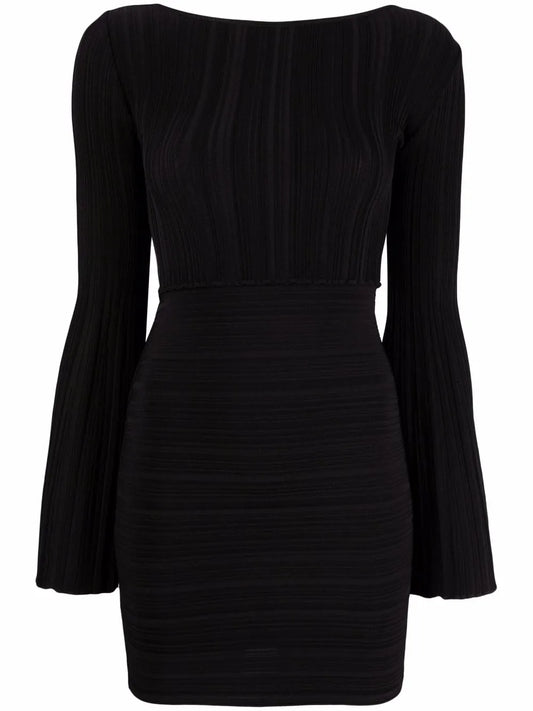 Crossover-Back Pleated Mini Dress