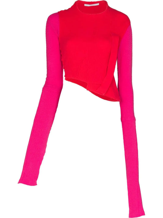 Asymmetric Ribbed-Knit Jumper