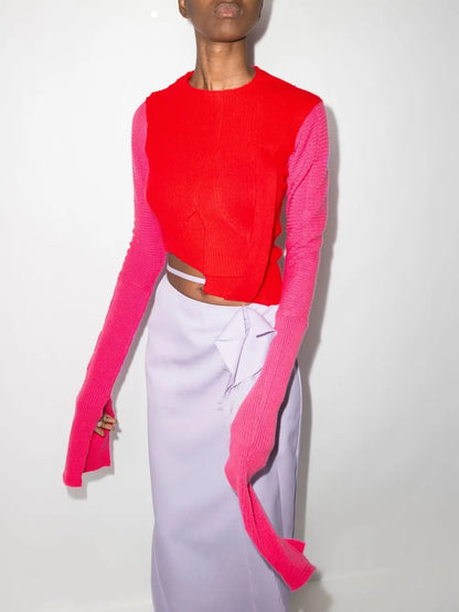 Asymmetric Ribbed-Knit Jumper