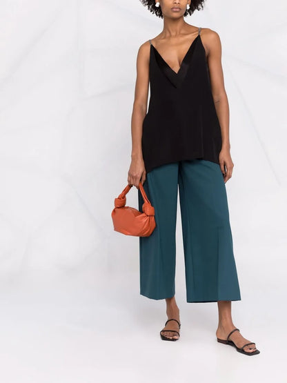 V-Neck Metallic Strap Top