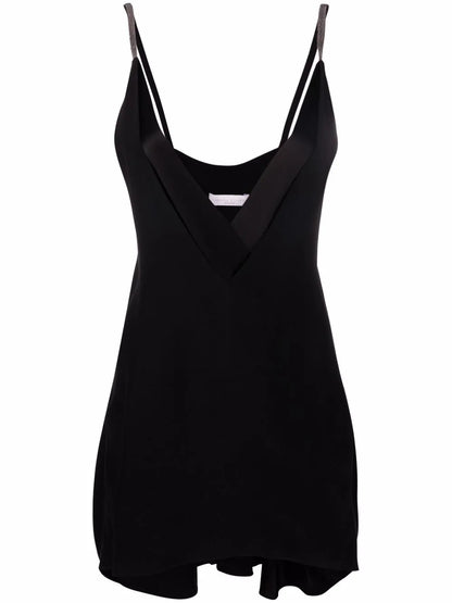 V-Neck Metallic Strap Top