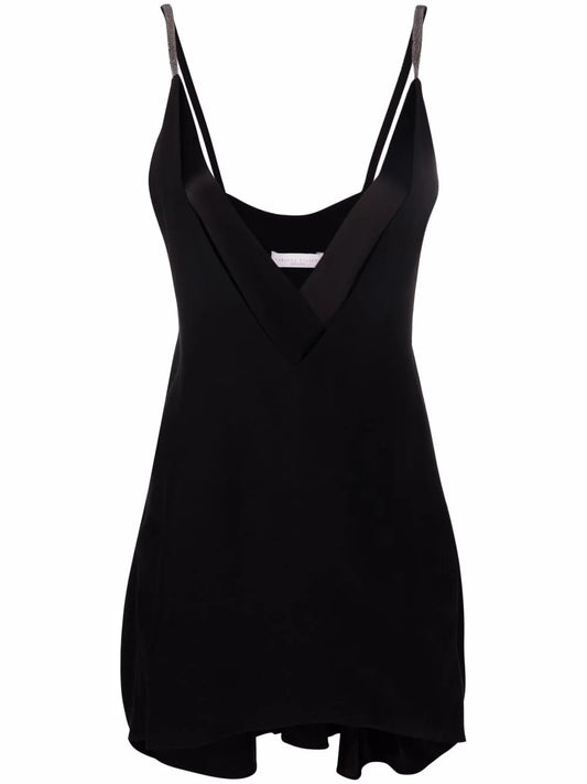 V-Neck Metallic Strap Top