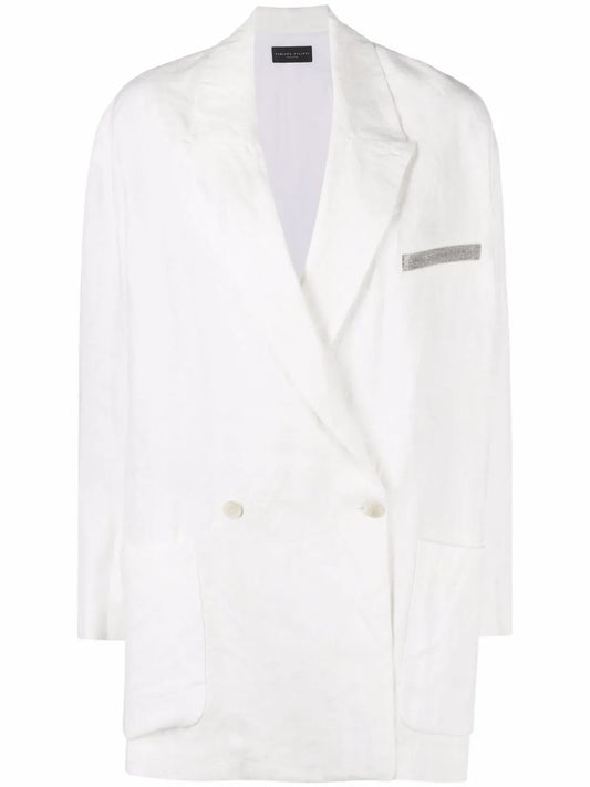 Metallic Detail Double Breasted Blazer