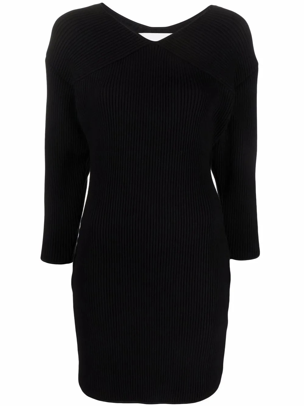 Ribbed-Knit V-Neck Dress