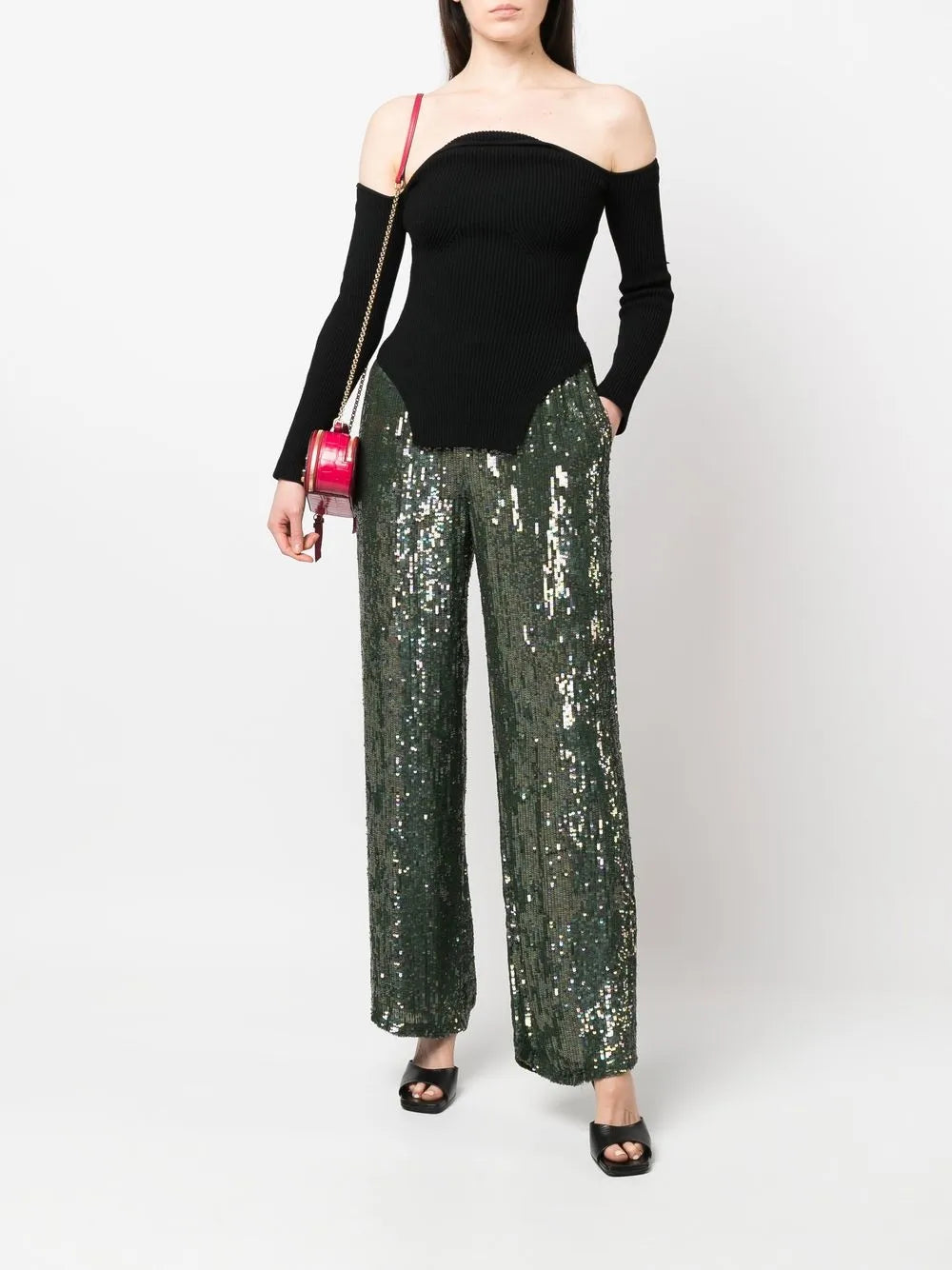 Sequin Wide-Leg Trousers