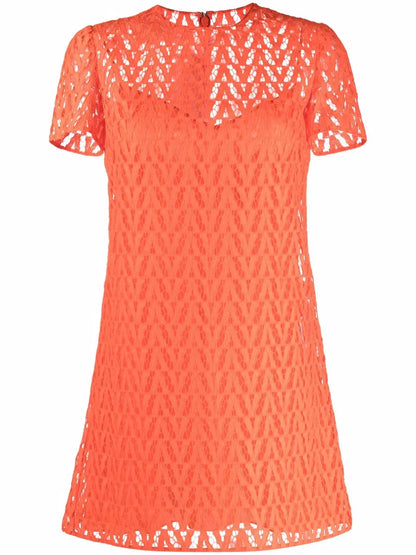 Optical Logo Pattern Mini Dress