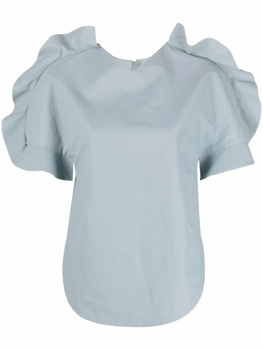 Ruffle-Trimmed Short-Sleeve T-Shirt
