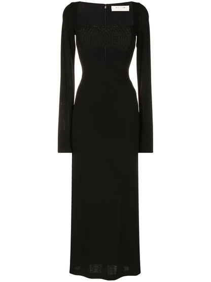 Bandeau-Panel Macramé Knit Dress