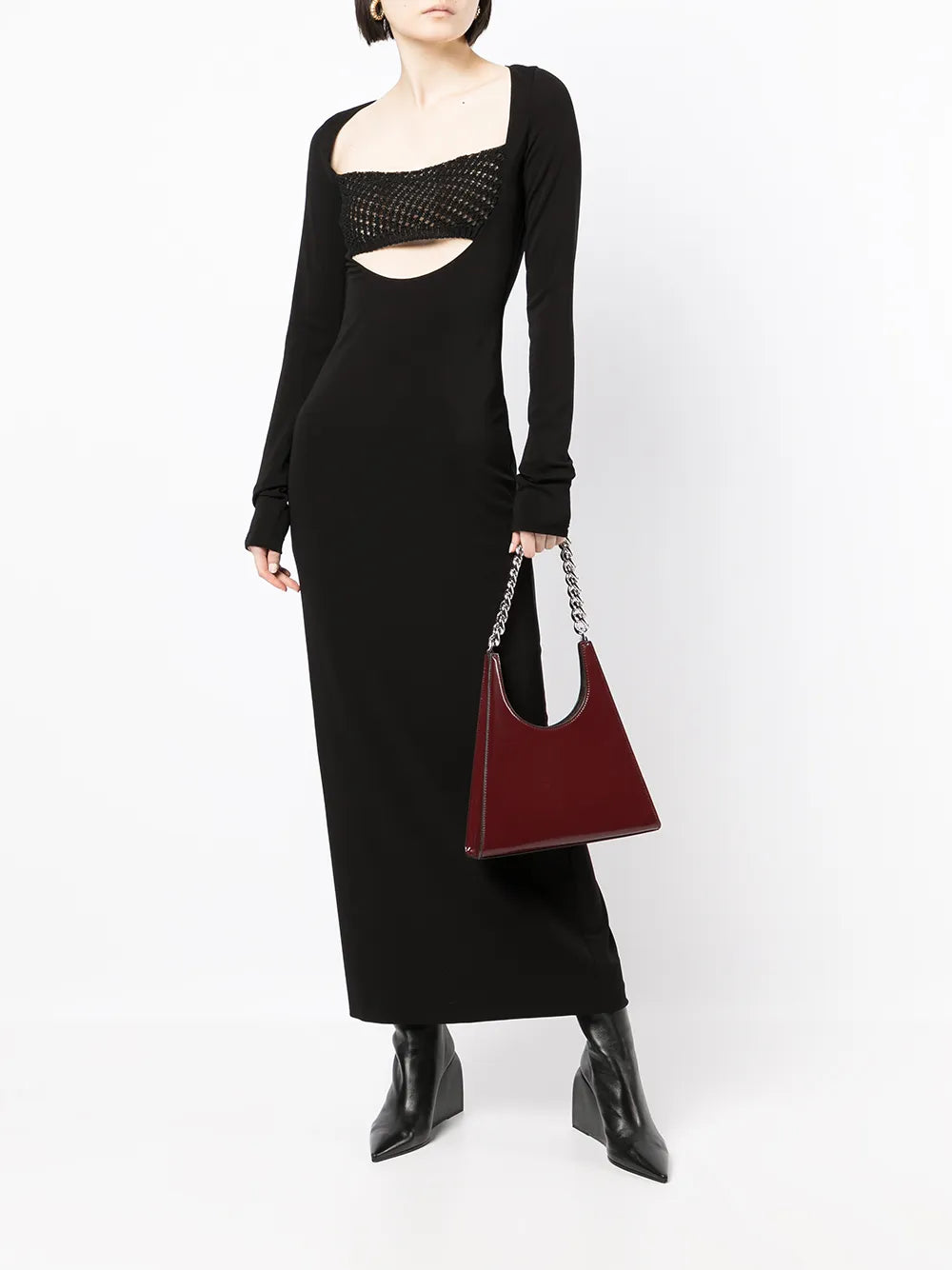 Bandeau-Panel Macramé Knit Dress