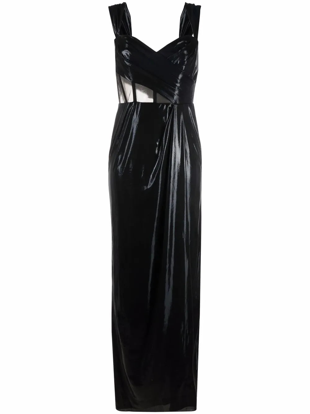 Sheer-Panel Sleeveless Dress