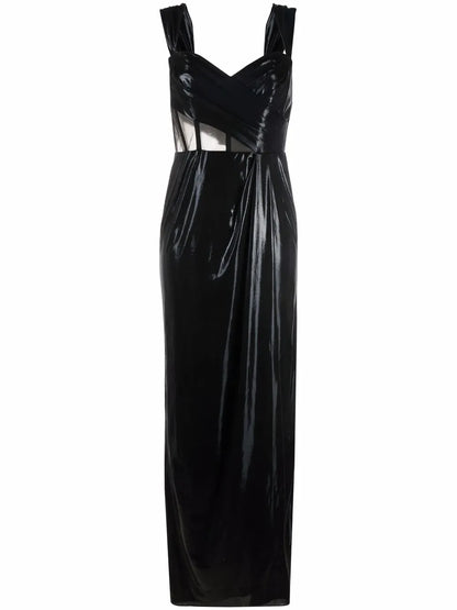 Sheer-Panel Sleeveless Dress