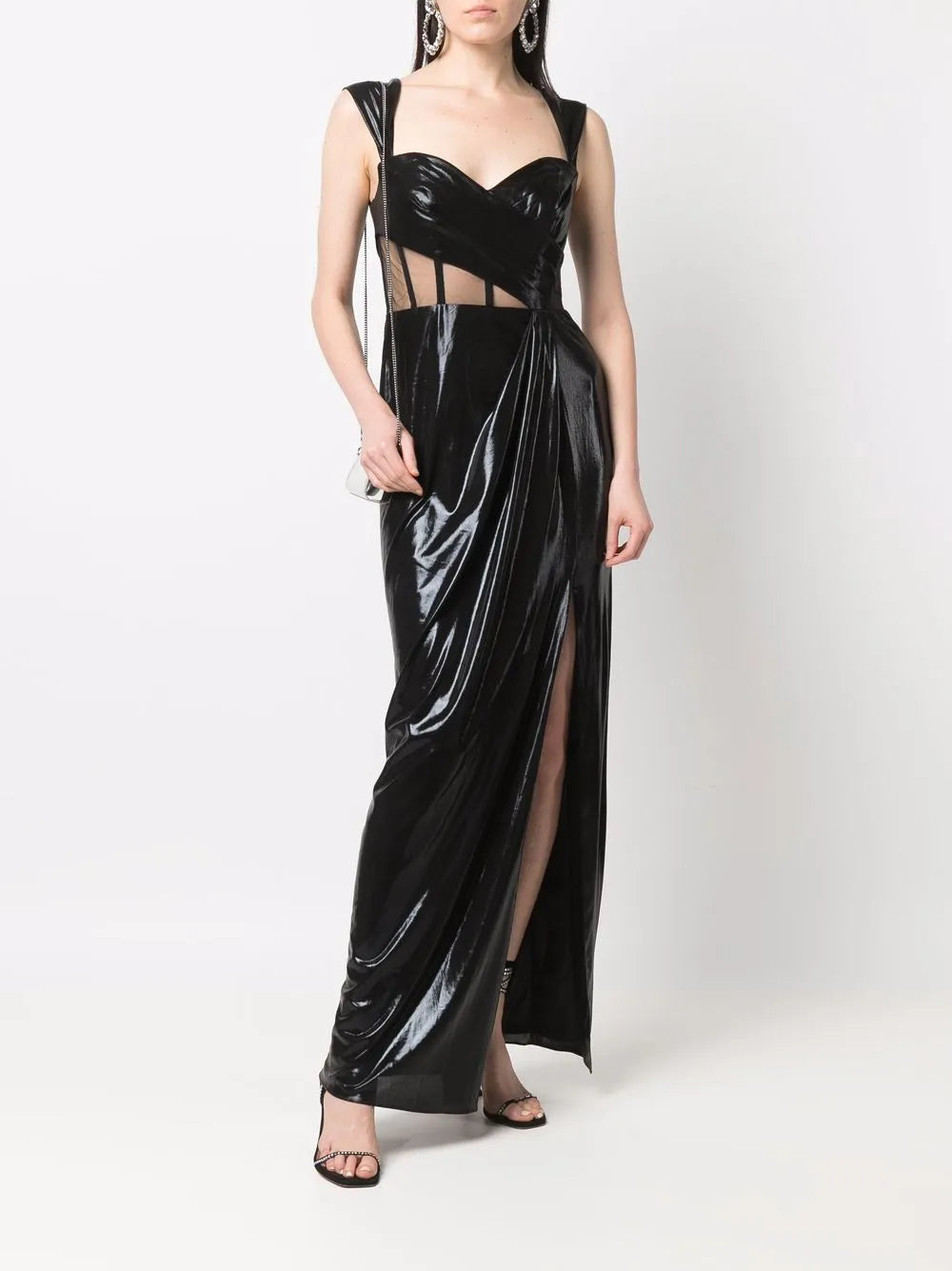 Sheer-Panel Sleeveless Dress