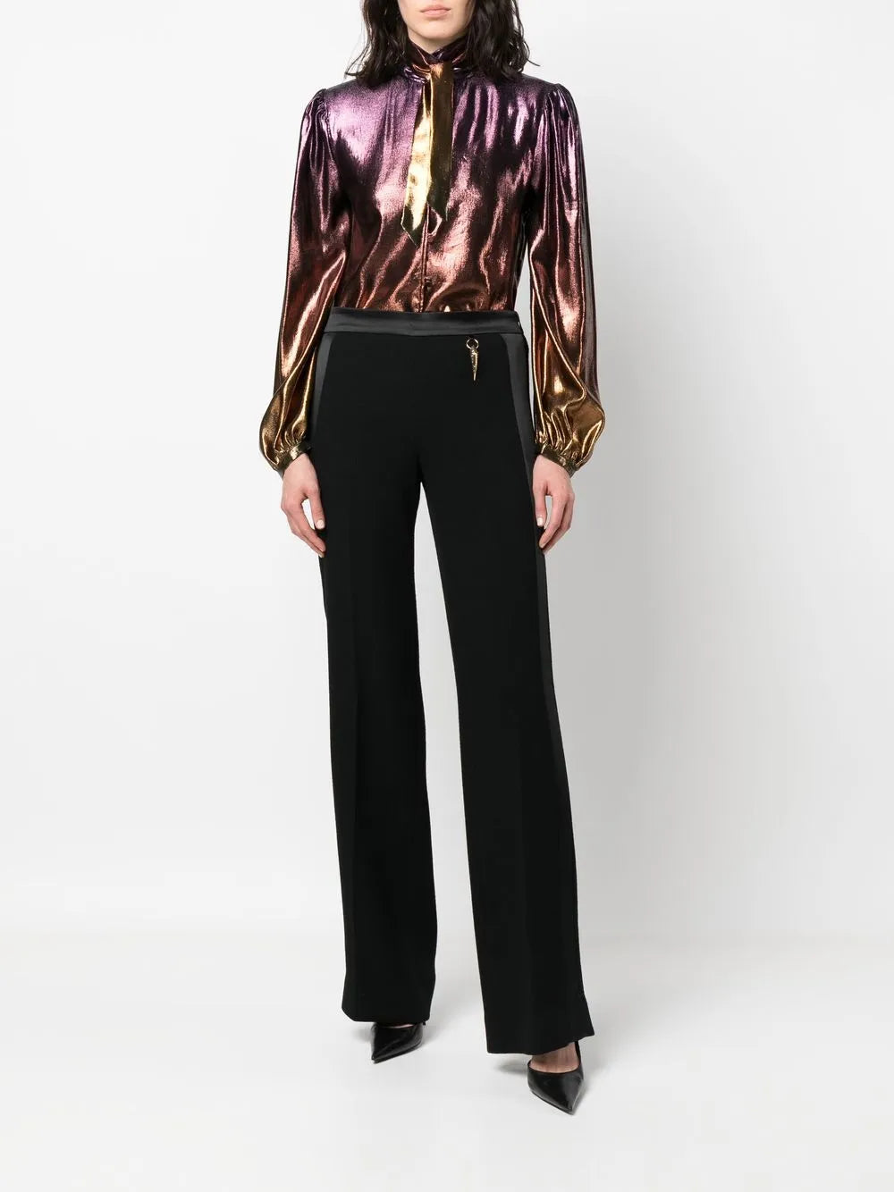 Metallic Ombré Long-Sleeved Blouse