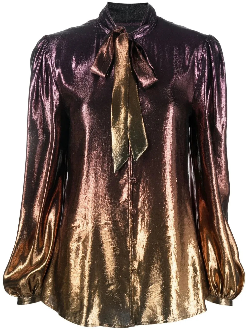 Metallic Ombré Long-Sleeved Blouse
