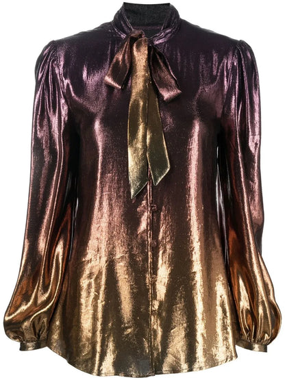 Metallic Ombré Long-Sleeved Blouse