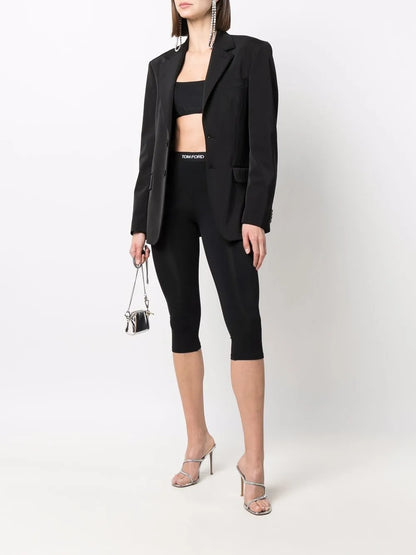 Cropped Logo-Waistband Leggings