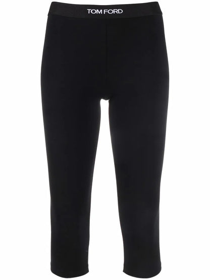 Cropped Logo-Waistband Leggings