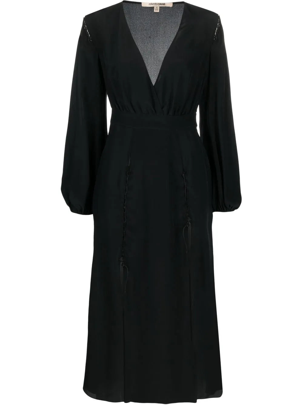 Front-Slit Silk Midi Dress