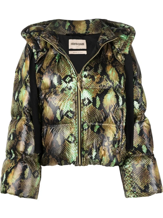 Snakeskin-Print Padded Jacket
