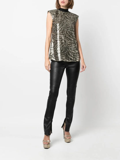 Metallic Flocked Blouse
