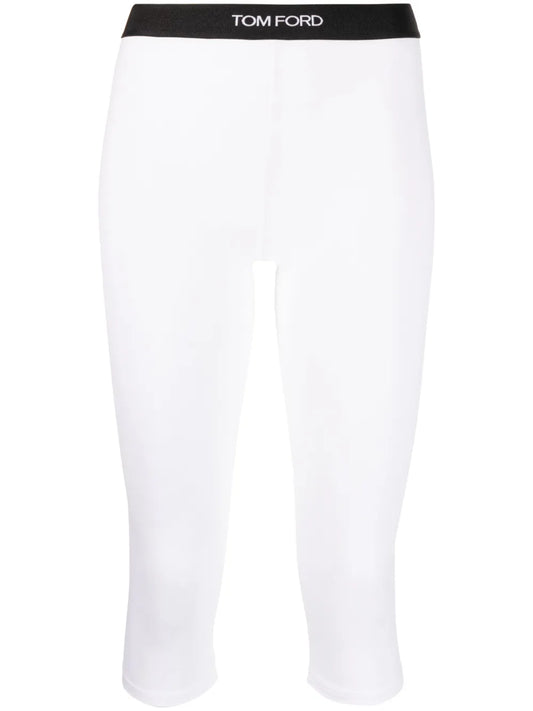Cropped Logo-Waistband Leggings