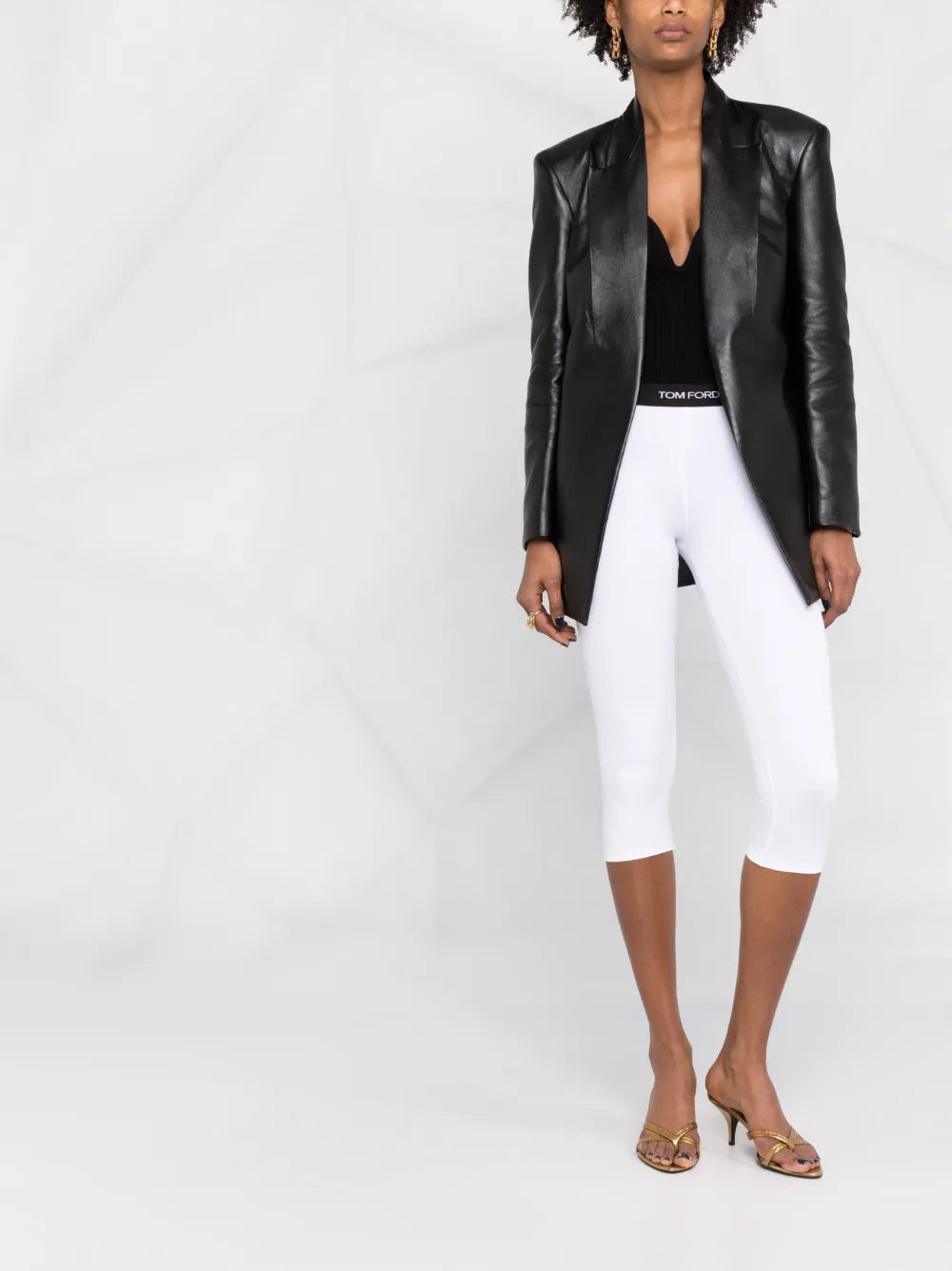 Cropped Logo-Waistband Leggings
