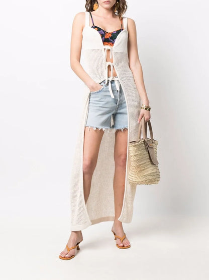 Long Sleeveless Knit Vest