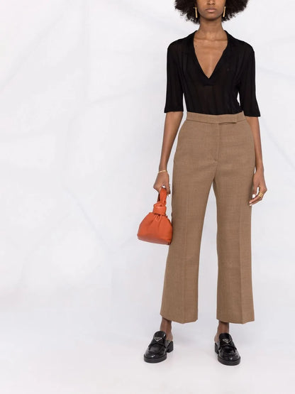 Cropped Kick-Flare Wool Trousers