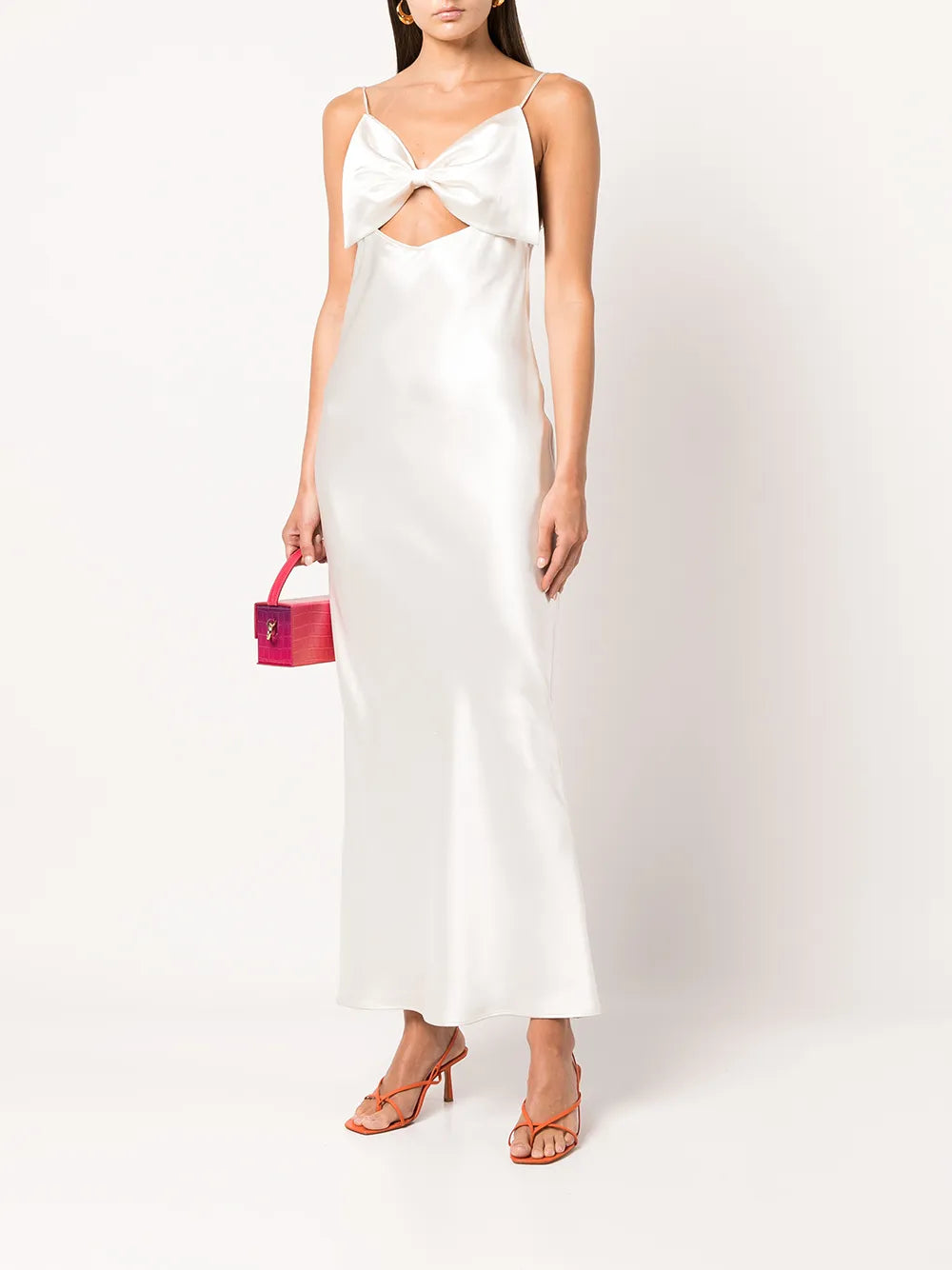 Bow-Embellished Silk Slip Dress