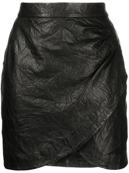 Wrapped Leather Mini Skirt