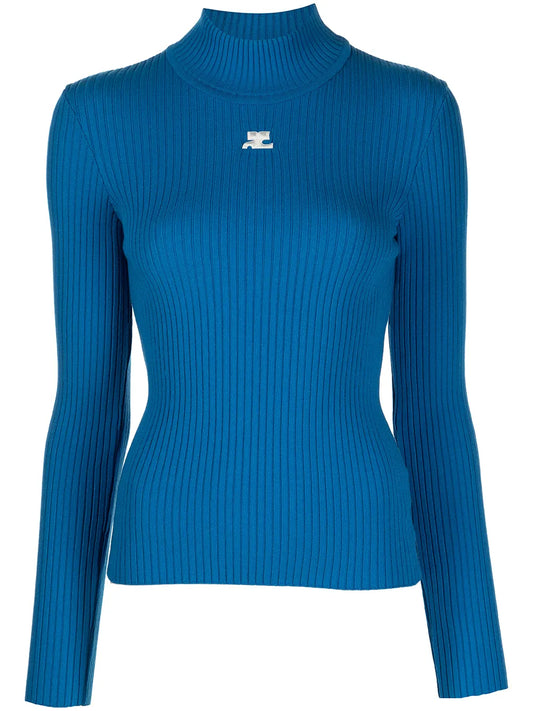 Logo-Embroidered Ribbed Sweater
