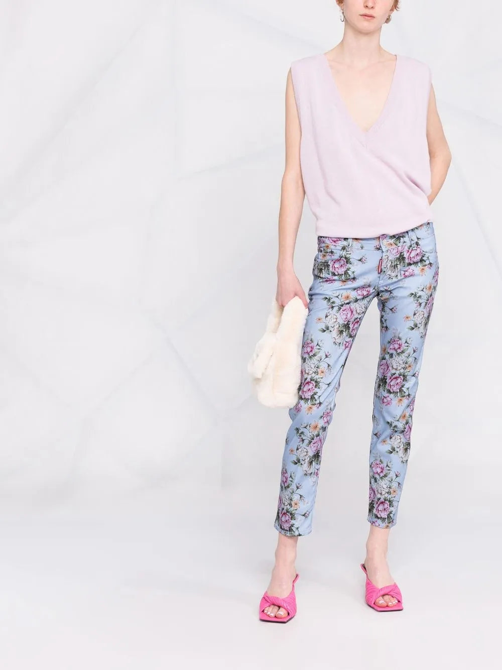 Floral-Print Skinny Trousers