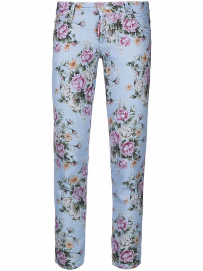 Floral-Print Skinny Trousers