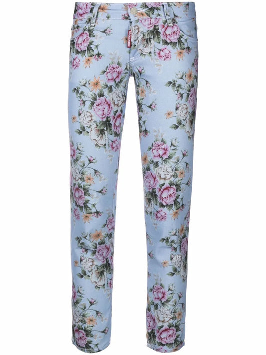 Floral-Print Skinny Trousers