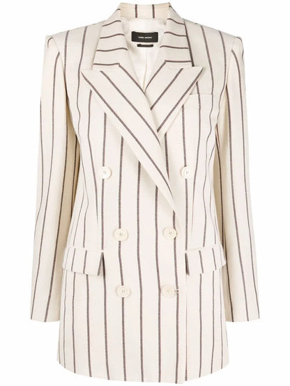 Nevim Pinstripe Double-Breasted Blazer