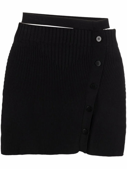 Cut-Out High-Waist Knitted Skirt