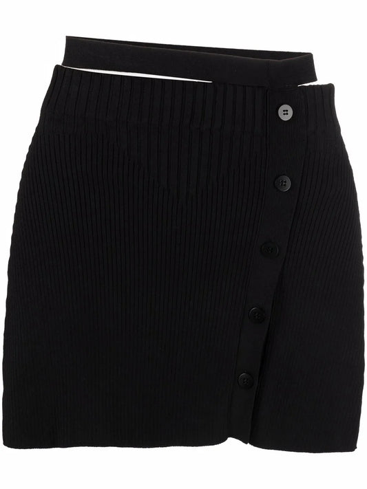 Cut-Out High-Waist Knitted Skirt