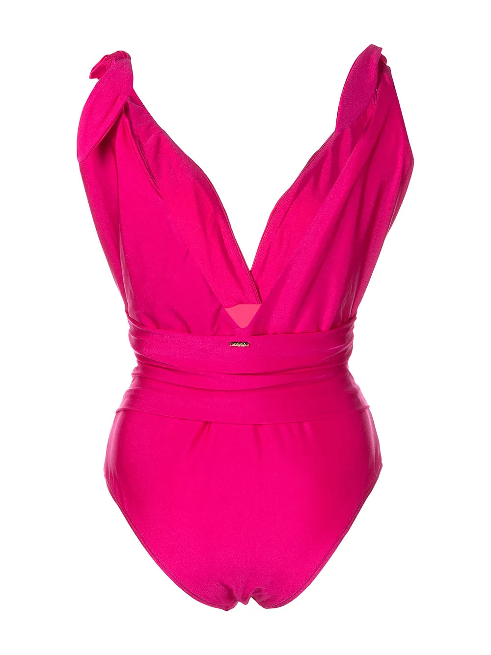 Belted Plunge-Neck Swimsuit