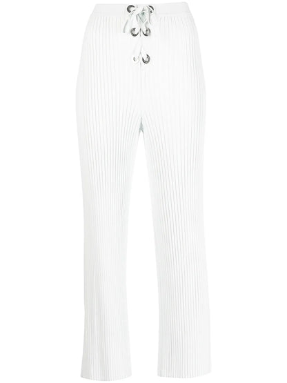 Ribbed Lace-Up Trousers