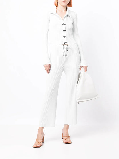 Ribbed Lace-Up Trousers