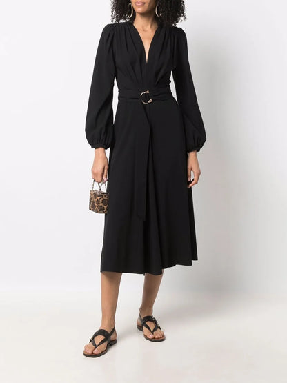 V-Neck Long-Sleeve Dress