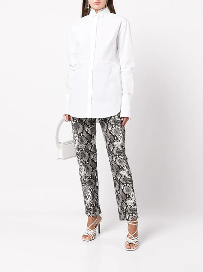 Tapered Snakeskin-Effect Trousers
