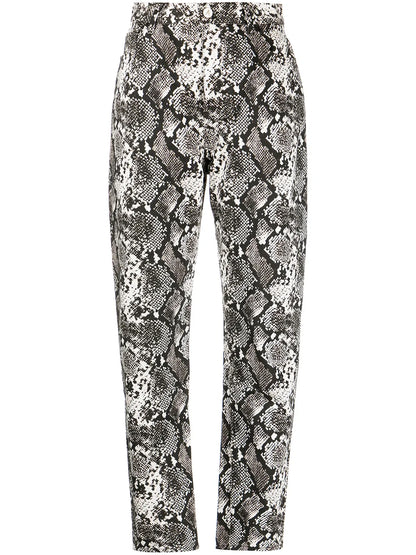 Tapered Snakeskin-Effect Trousers
